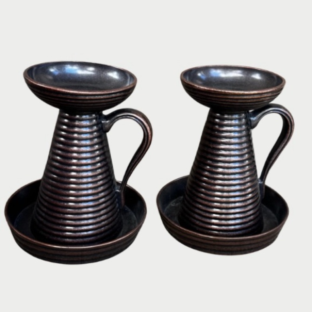 Candleholders Antiqued Bronze Metal Tapered or Pillar Nantucket